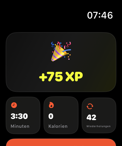 faul.fit Workoutabschluss auf der Apple Watch